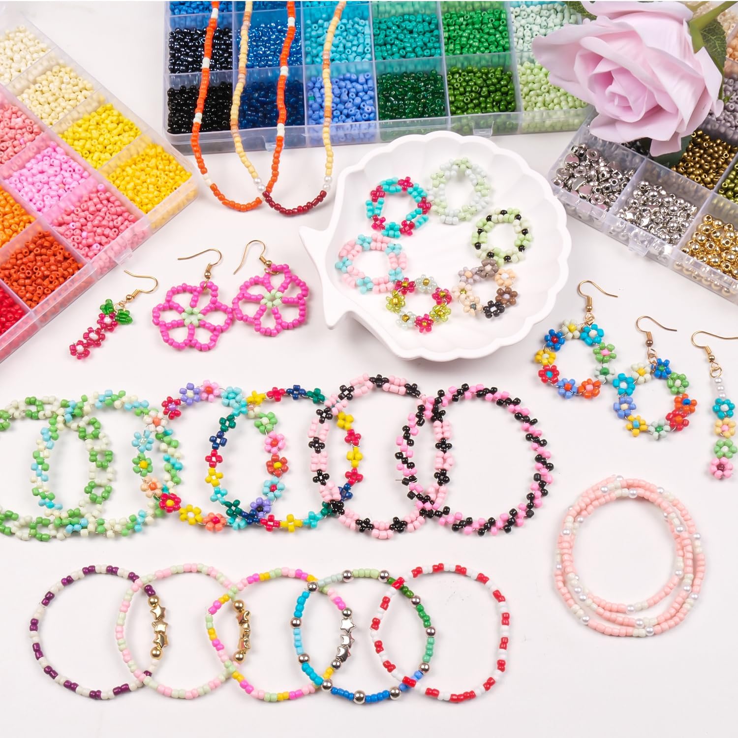 Detalle 2 de JHWELRG 36500 Perlen Set 72 Farben