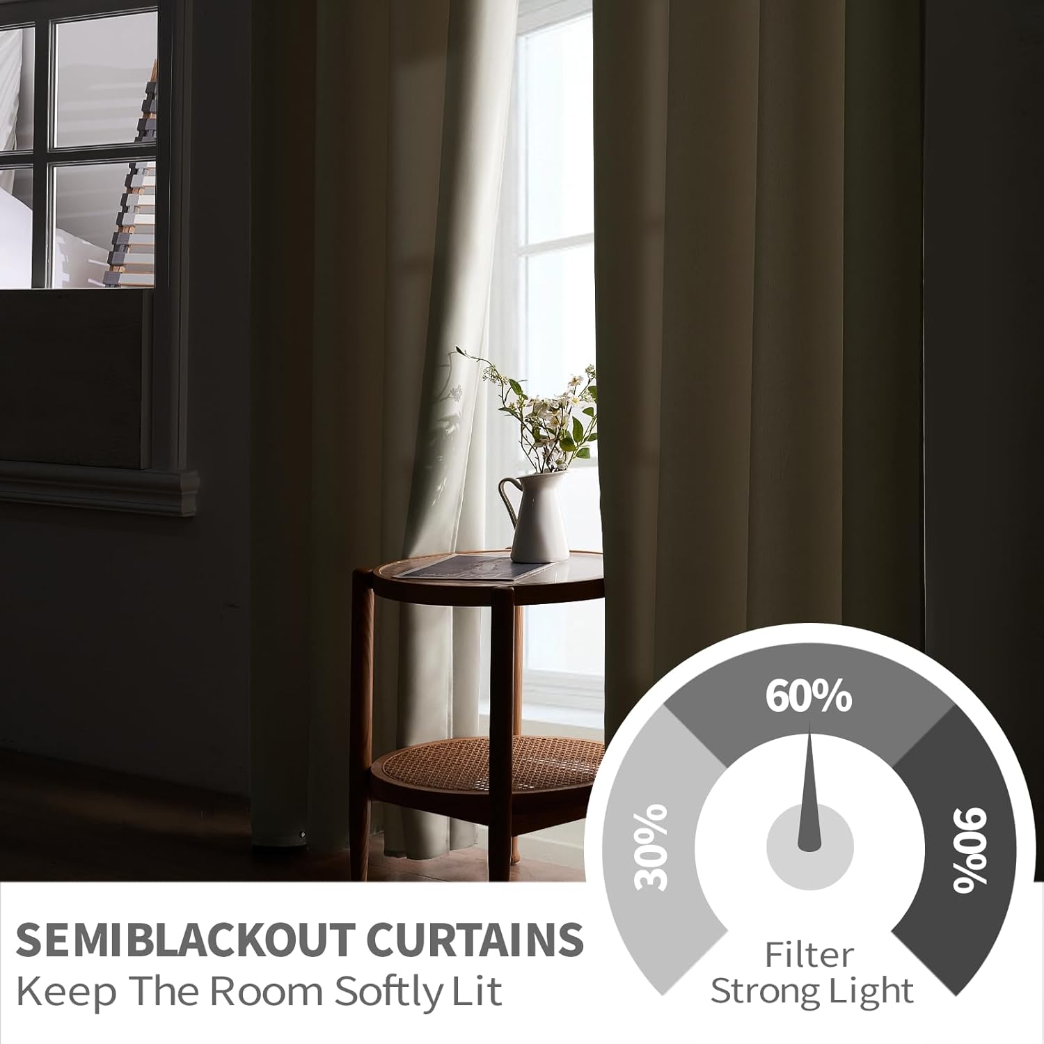 Thumbnail 4 de MRTREES Cortinas Semiopacas Térmicas Beige Claro 🏡 2 Piezas