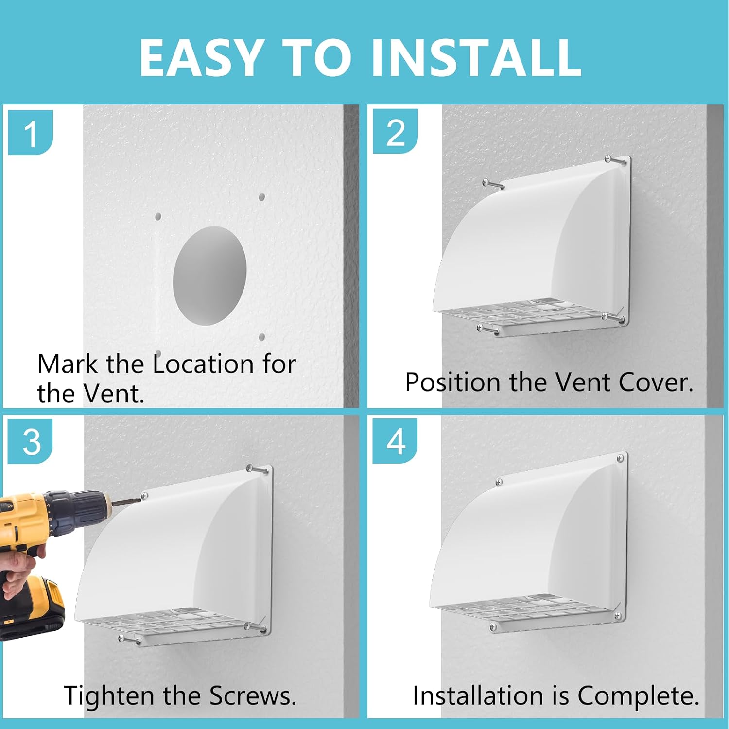 Thumbnail 6 de HG Power PM801 4-Inch Dryer Vent Cover, White Metal with Removable Screen
