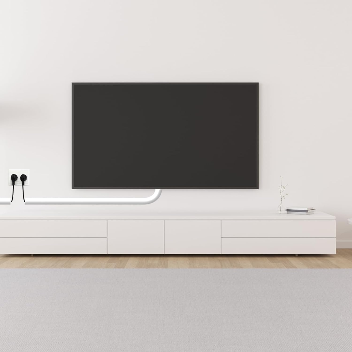 Thumbnail 6 de Kabelkanal Weiß Selbstklebend – Halbrund, 14 × 10 mm, 3 m, Silikon Kabelversteck für Wand/TV/Decke