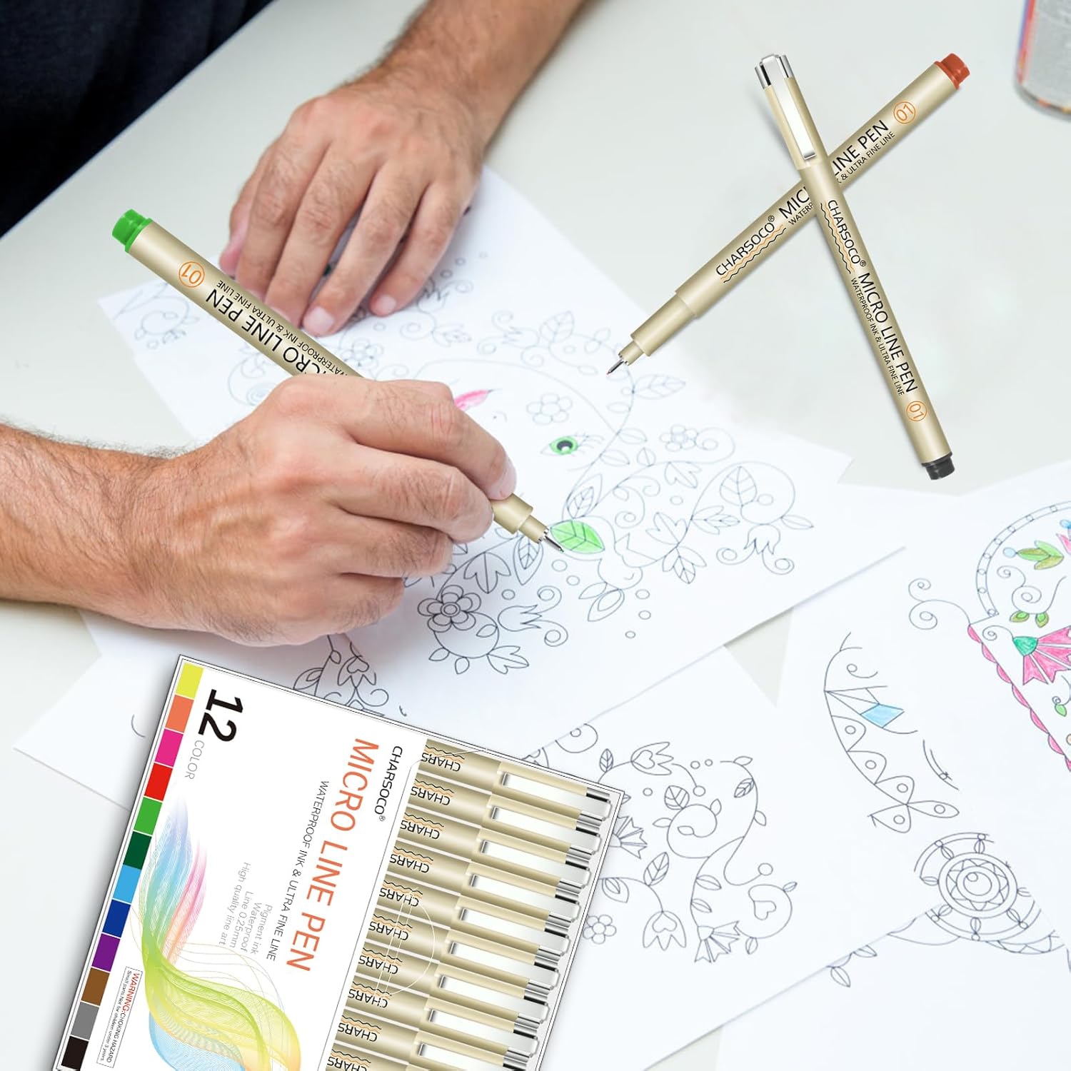 Thumbnail 4 de CHARSOCO Micro Pen: 12‑Colour Fine Point Fineliners with 0.25mm tips