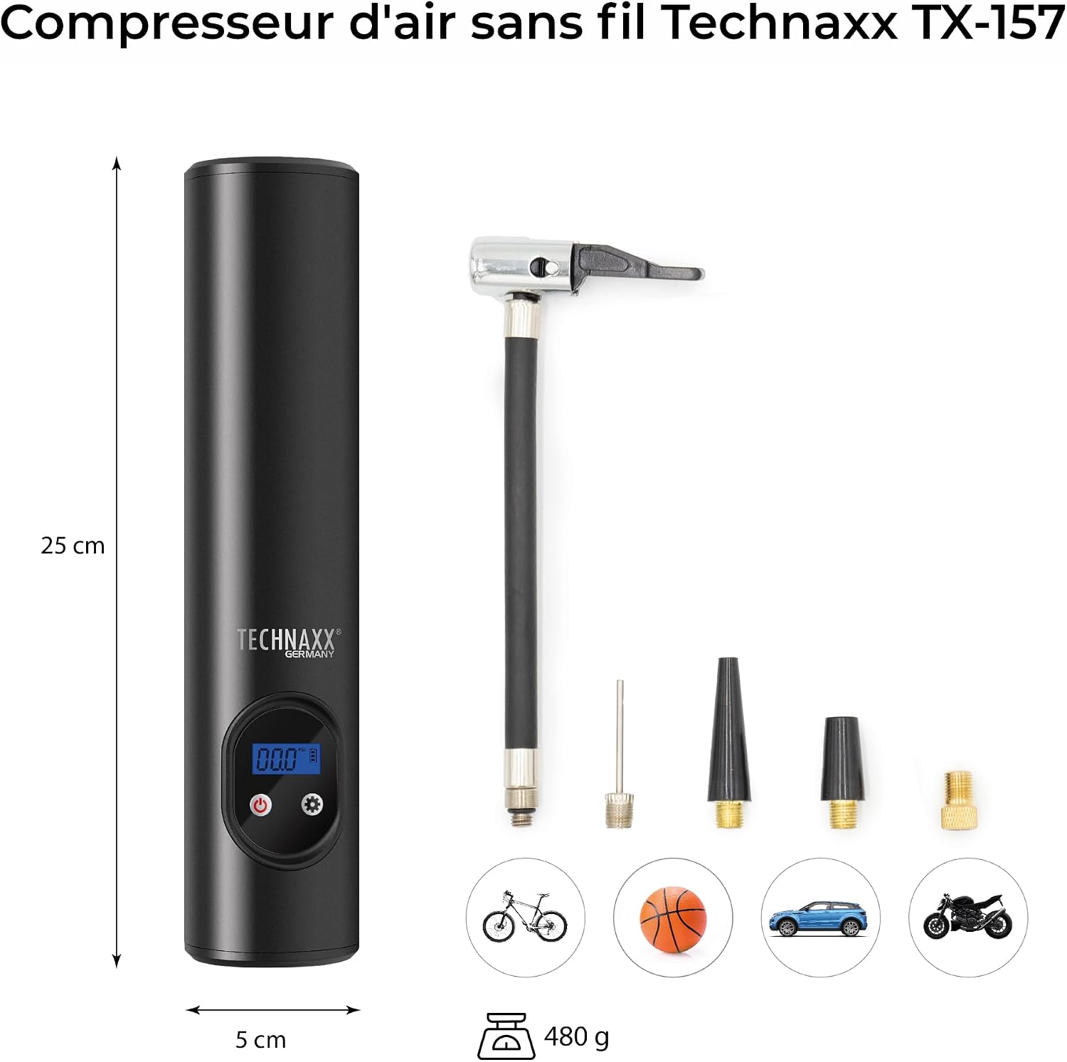 Detalle 2 de Technaxx Compresseur d'air à Batterie 6000 mAh