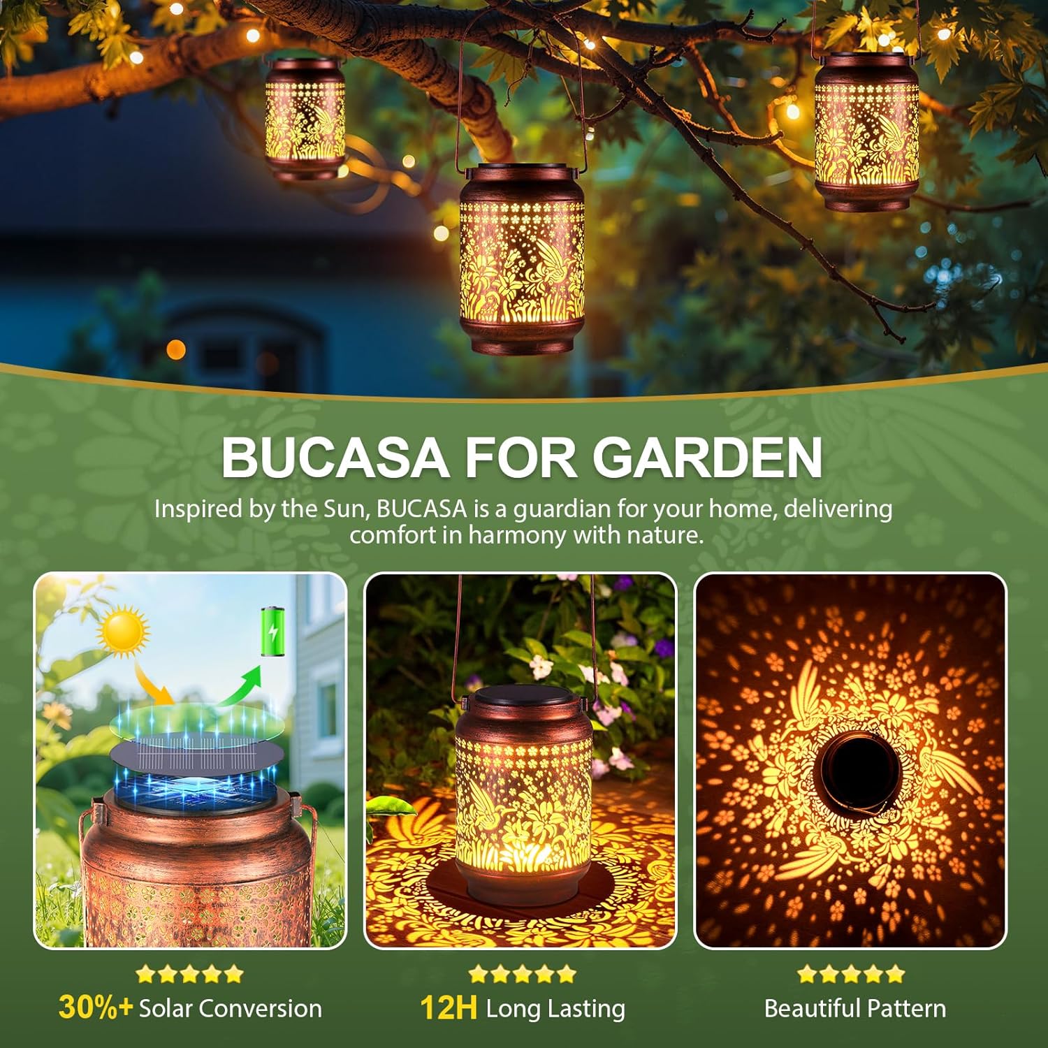 Thumbnail 5 de BUCASA 2 Pack Hummingbird Solar Lanterns