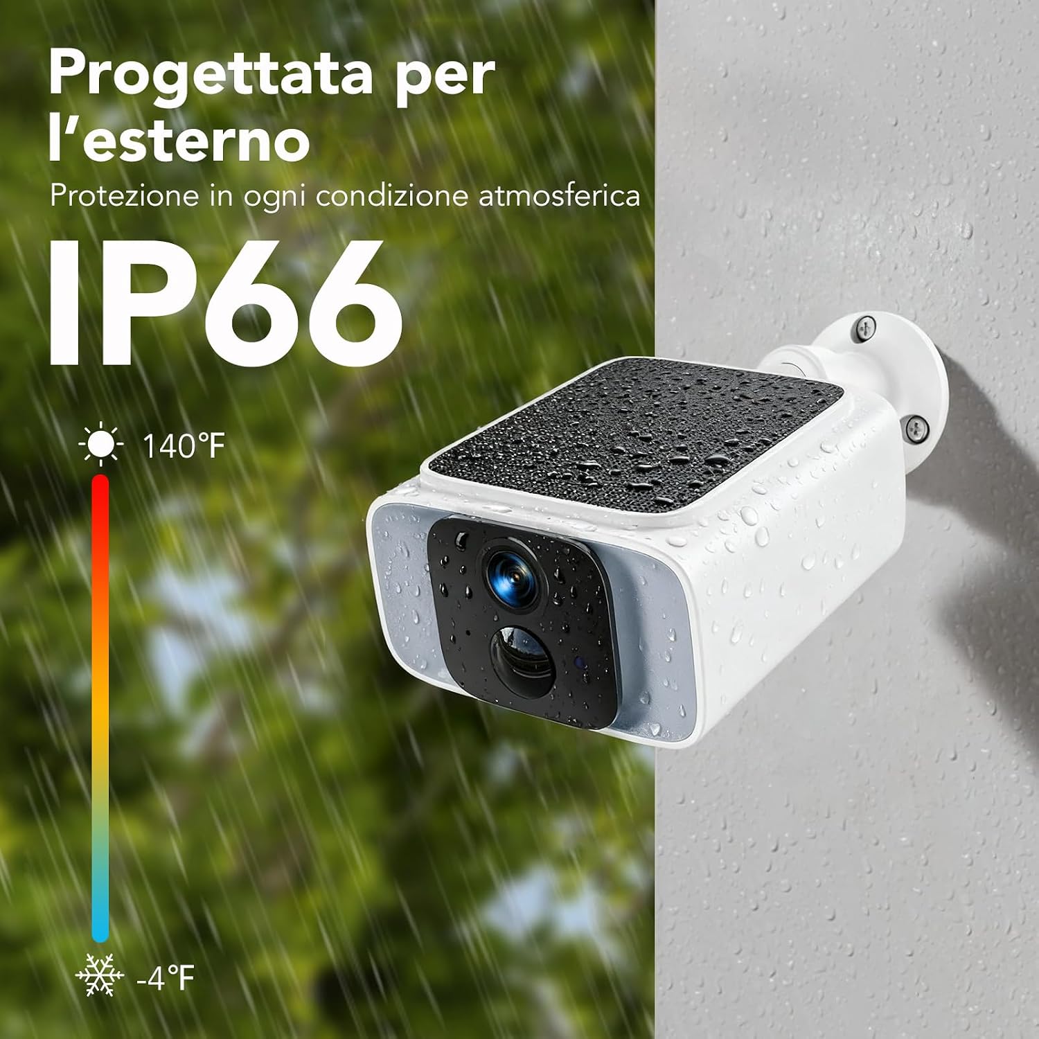 Detalle de GNCC 2K 4MP Telecamera Wi-Fi Esterna Senza Fili con Pannello Solare Integrato – Sorveglianza 365, Visione Notturna a Colori e PIR