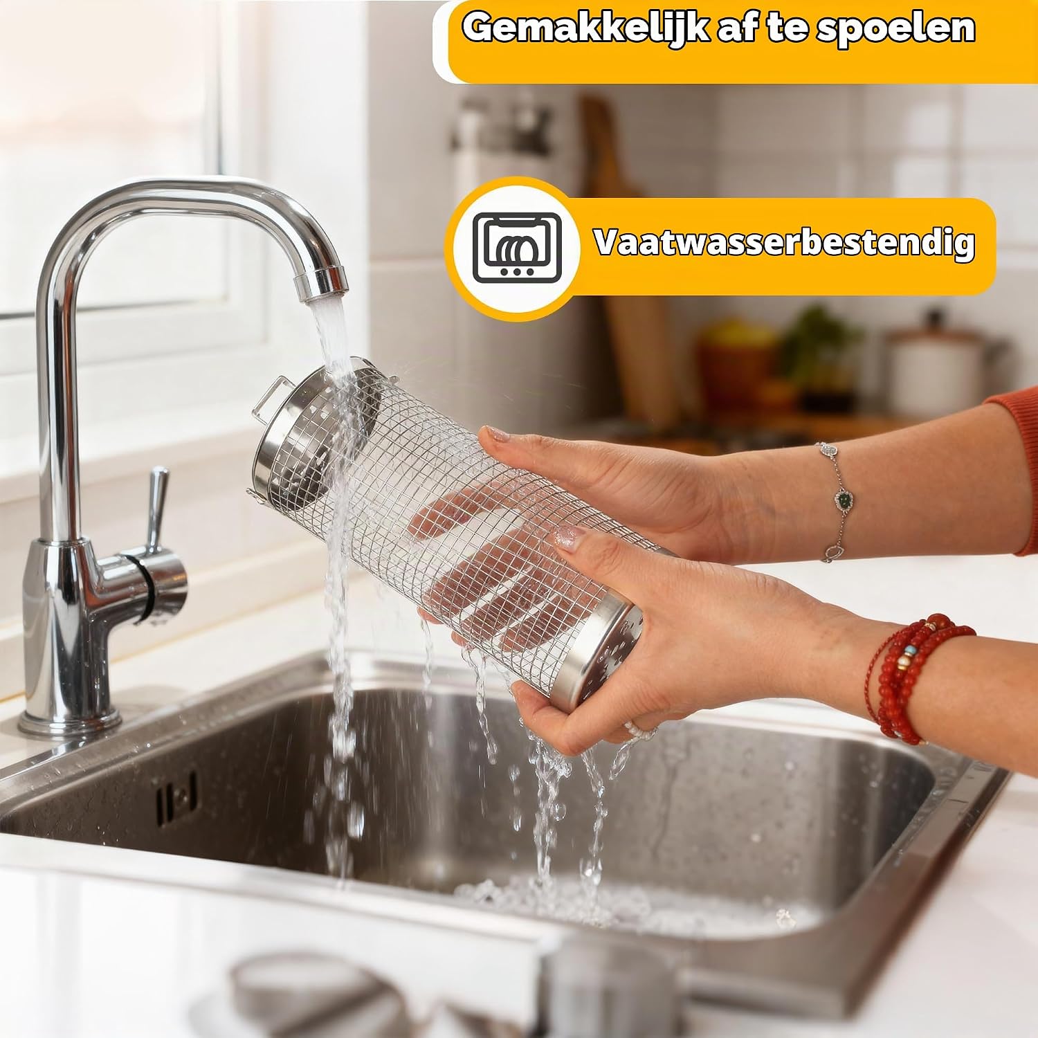Detalle 1 de LIAILA 7-delige grillmandset van 304 RVS met afneembare greep