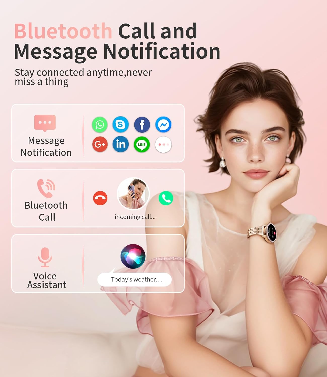 Detalle 2 de LIGE Smart Watch Women 1.27" HD fitness tracker