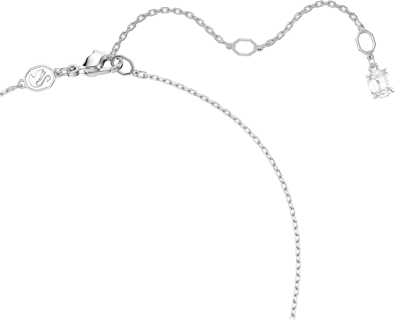 Detalle de Swarovski Matrix Collection rhodium-finished necklace with clear round-cut crystals