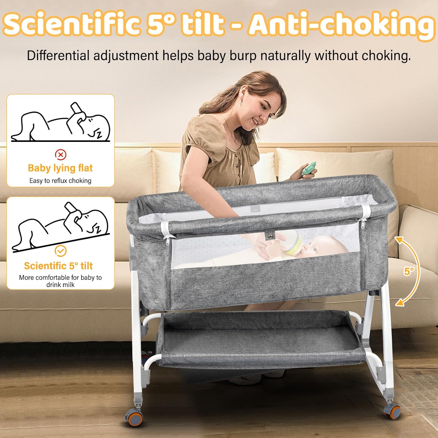 Thumbnail 3 de NIKYJM Beistellbett Baby 3 in 1 mit Höhenverstellung