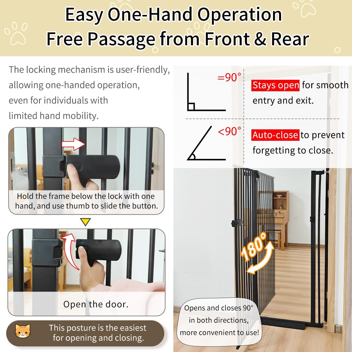 Thumbnail 6 de Lumizone Extra Tall Cat Gate, 55.12-Inch Metal Pressure-Mounted Gate