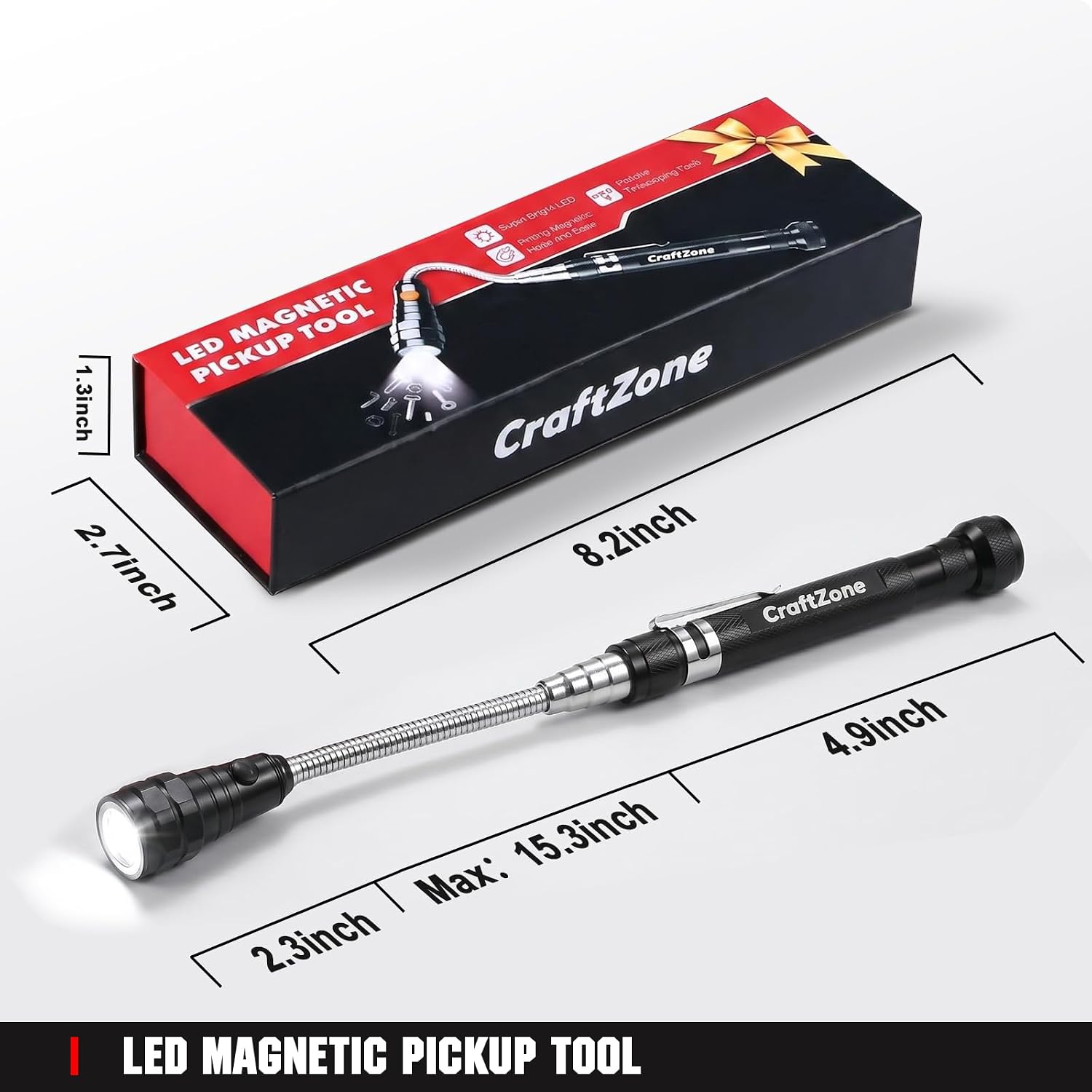 Thumbnail 1 de CRAFTZONE Magnetic Pickup Tool with 3 LED Lights