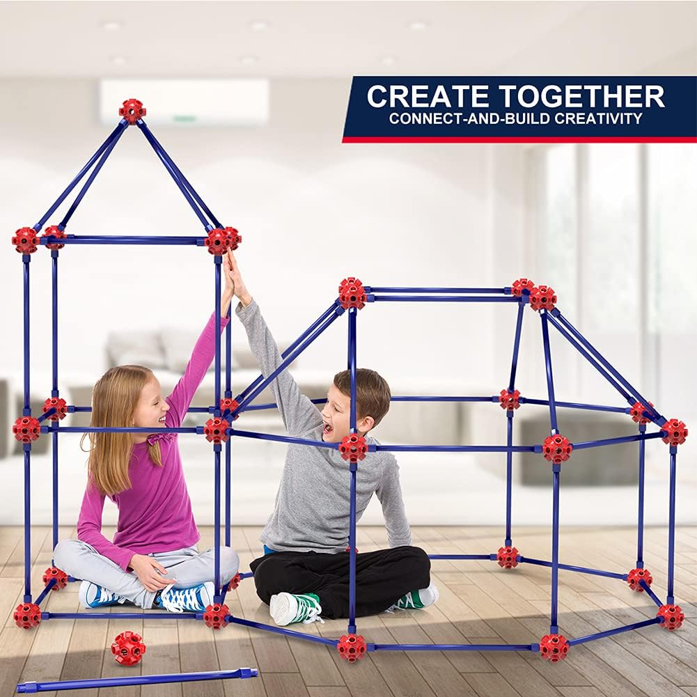 Detalle 2 de OleFun Fort Building Kit for Kids 4-8+: Creative STEM Construction Set with 140 Pieces