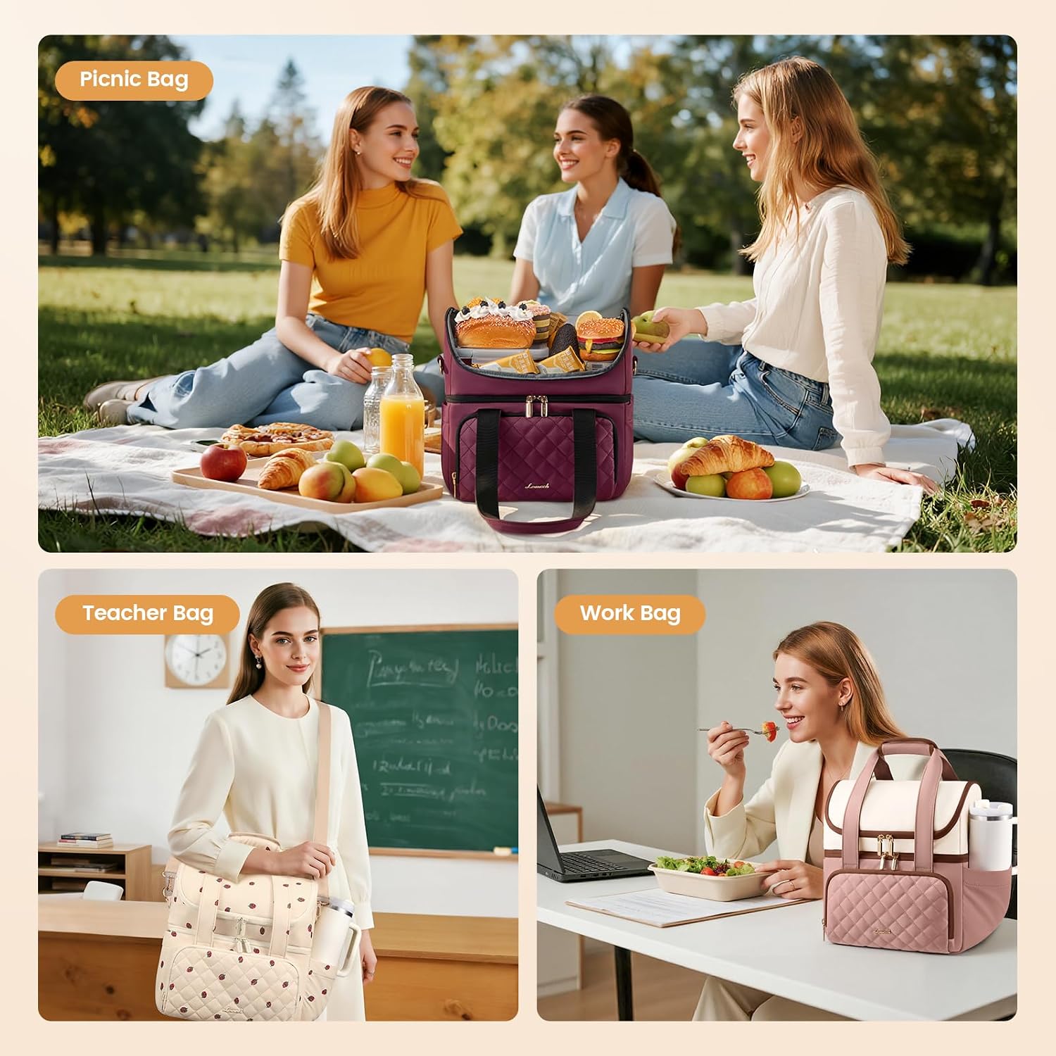Detalle de LOVEVOOK Insulated Lunch Bag 15L