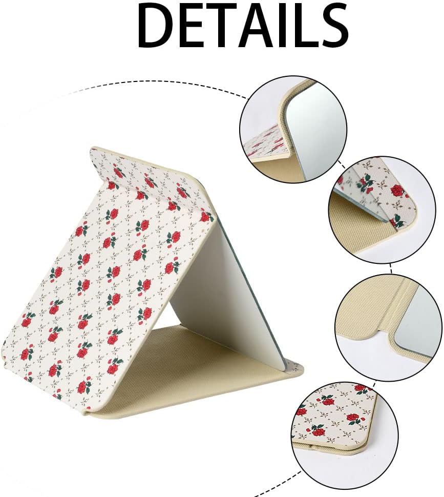 Detalle de OSDUE opvouwbare tafelspiegel 15,5 x 20,5 cm met PU-leer