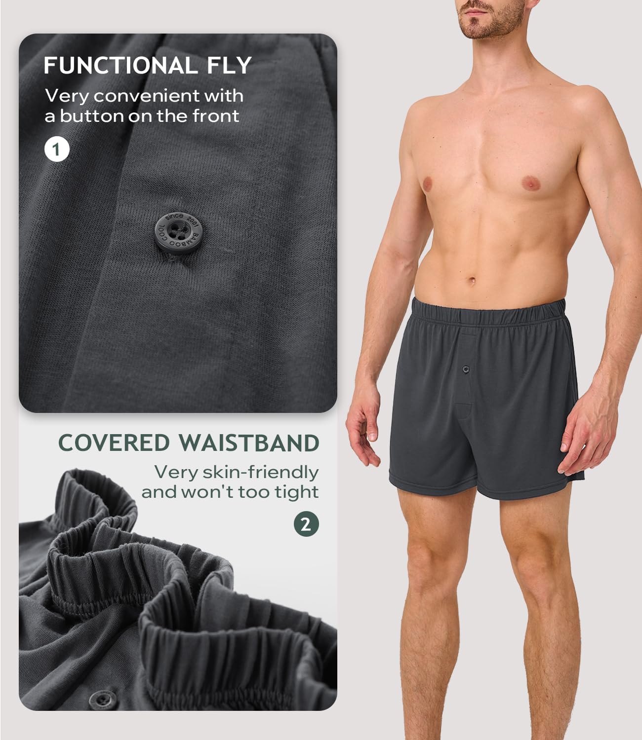 Detalle de BAMBOOCOOL Men's Boxer Shorts