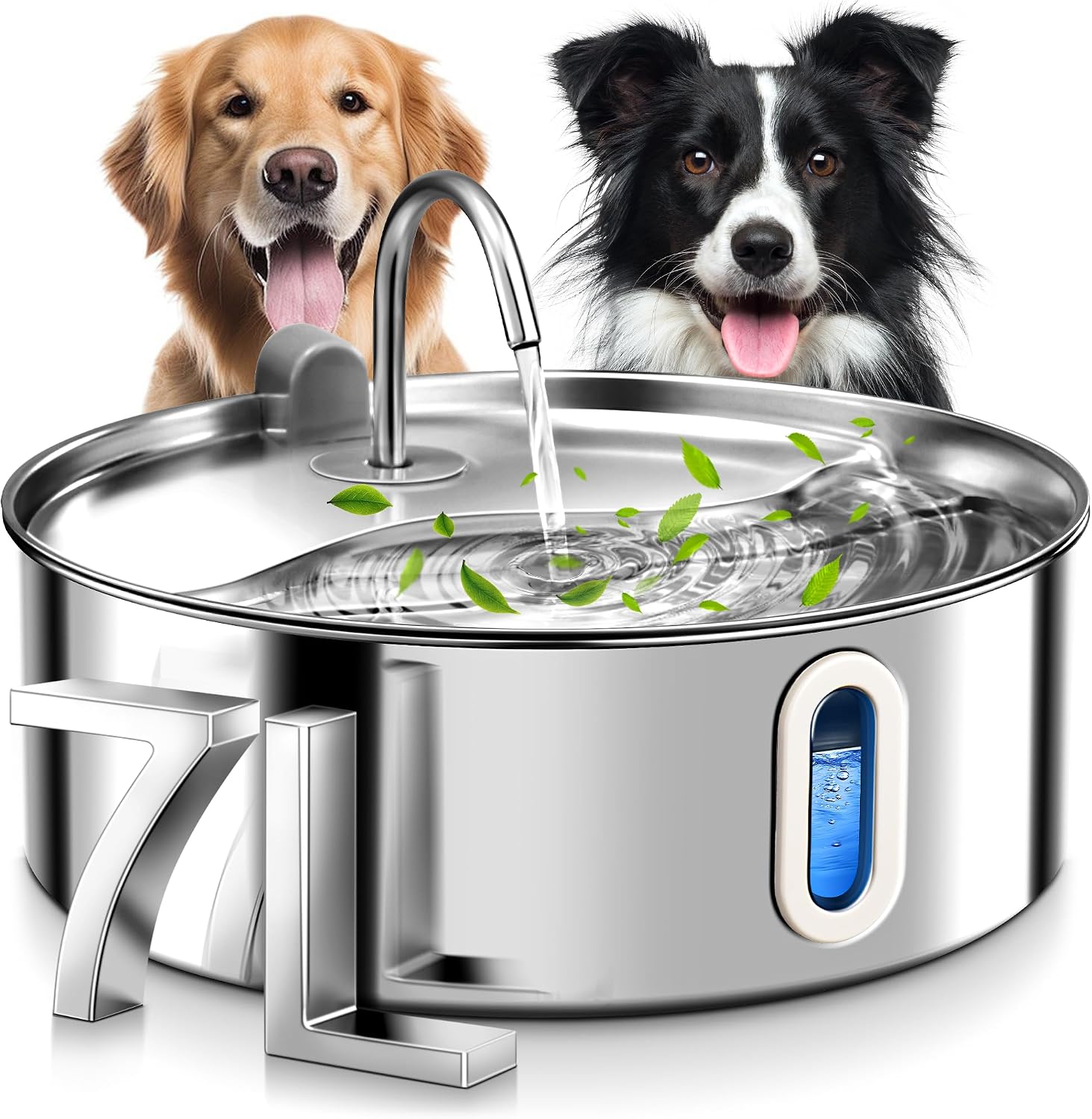 Detalle de FUKUMARU Fontaine à Eau pour Chat et Chien – 7L, Inox 304, Filtration Multicouche et Silencieuse
