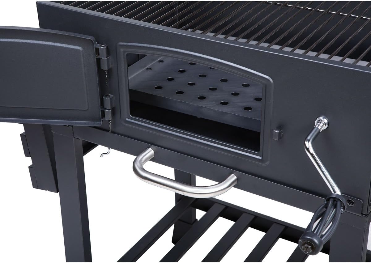 Thumbnail 5 de CosmoGrill Outdoor XL Smoker Charcoal BBQ with Built-in Thermometer, Adjustable Charcoal Pan & Wheels