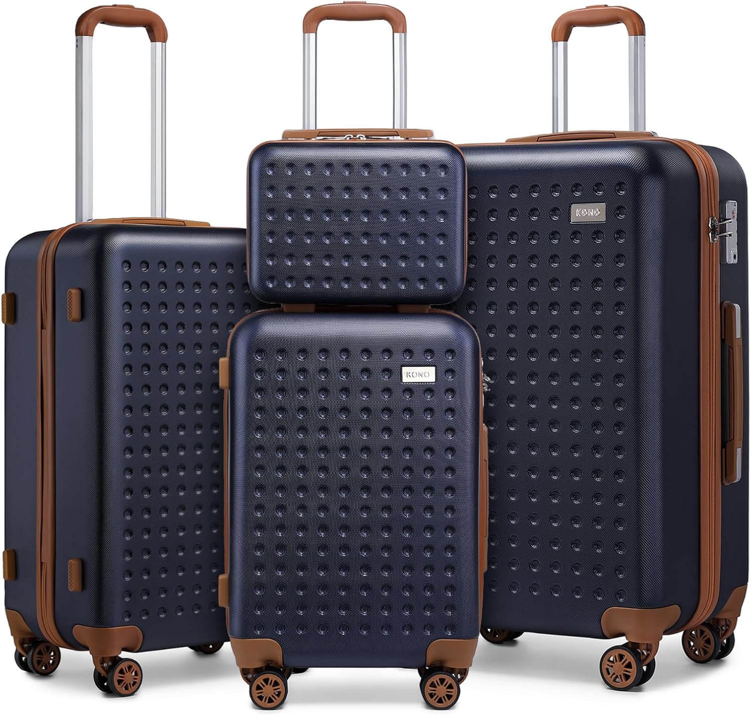 Detalle de Kono Set de 3 Valises Soute ABS Rigide (31/57/67/76 cm) – 4 roulettes 360° et serrure TSA Marine