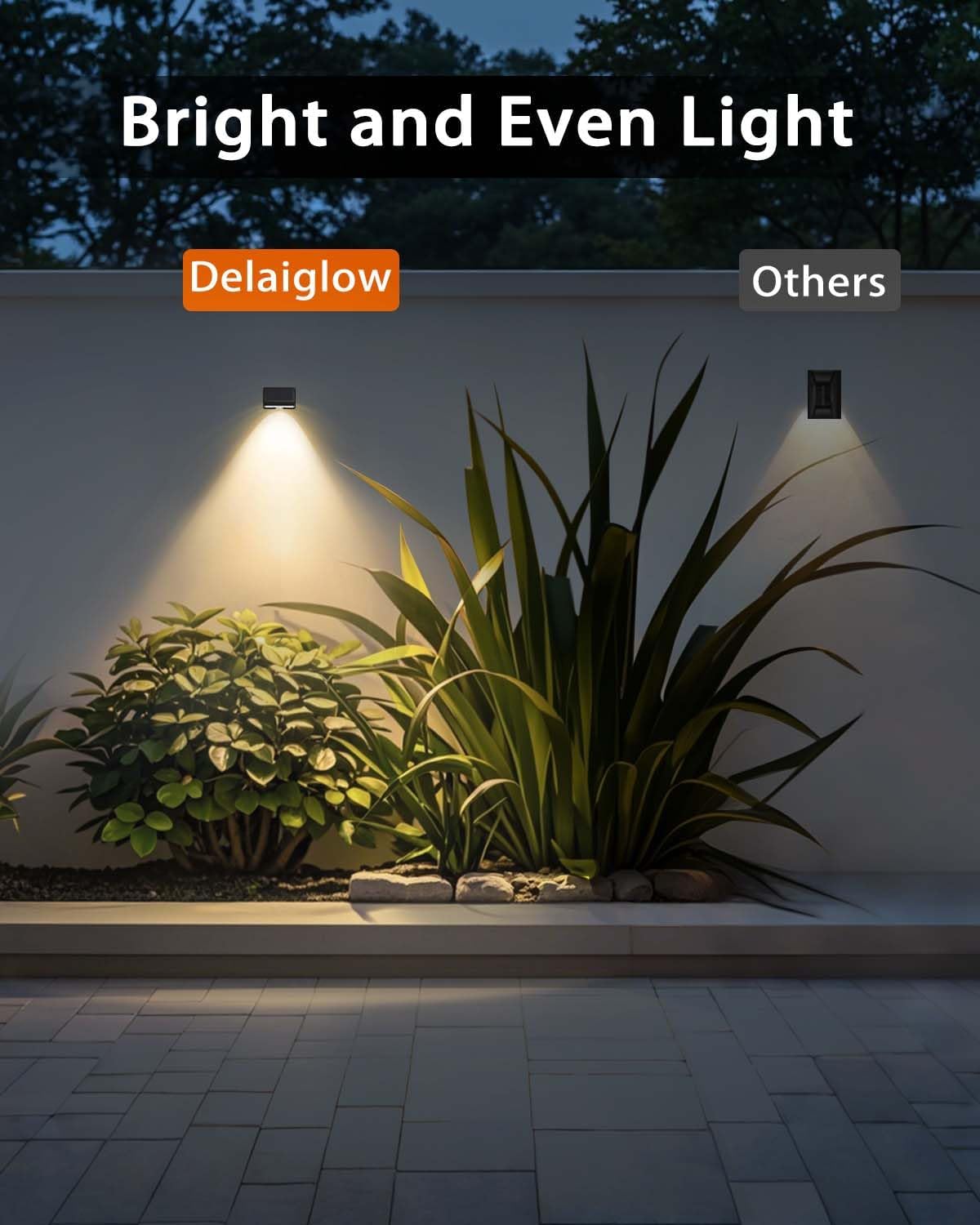 Thumbnail 4 de Delaiglow Solar Fence Lights 16 Pack (Solar Wall Lights, Warm White, Waterproof IP67)