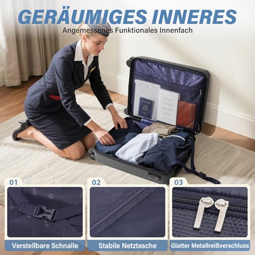 Thumbnail 9 de COOLIFE set de maleta de cabina y mochila de negocios TSA para avión (55 x 40 x 20 cm) compatible con Ryanair