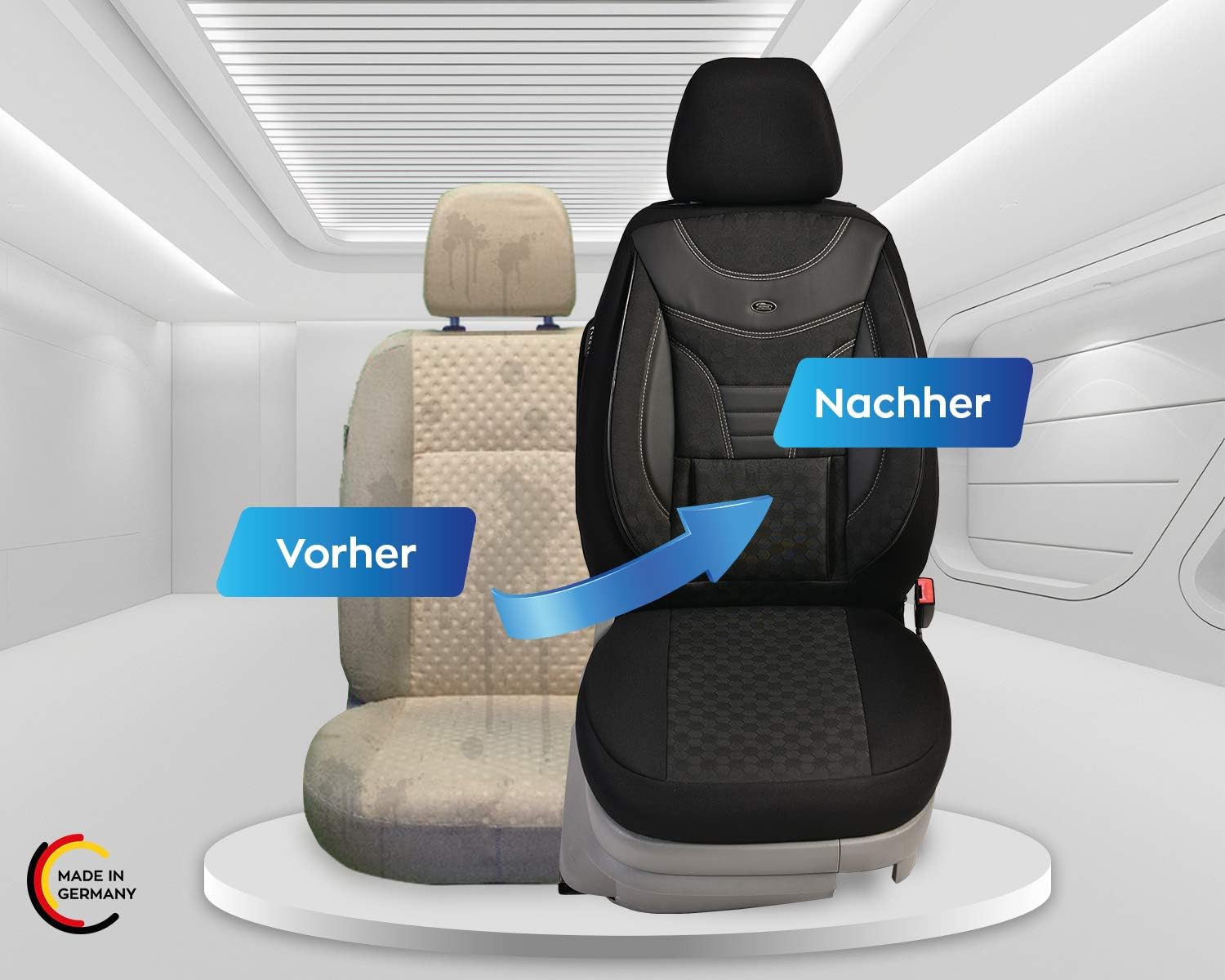 Detalle de BREMER SITZBEZÜGE pokrowce na przednie fotele VW Tiguan 2, czarne 910