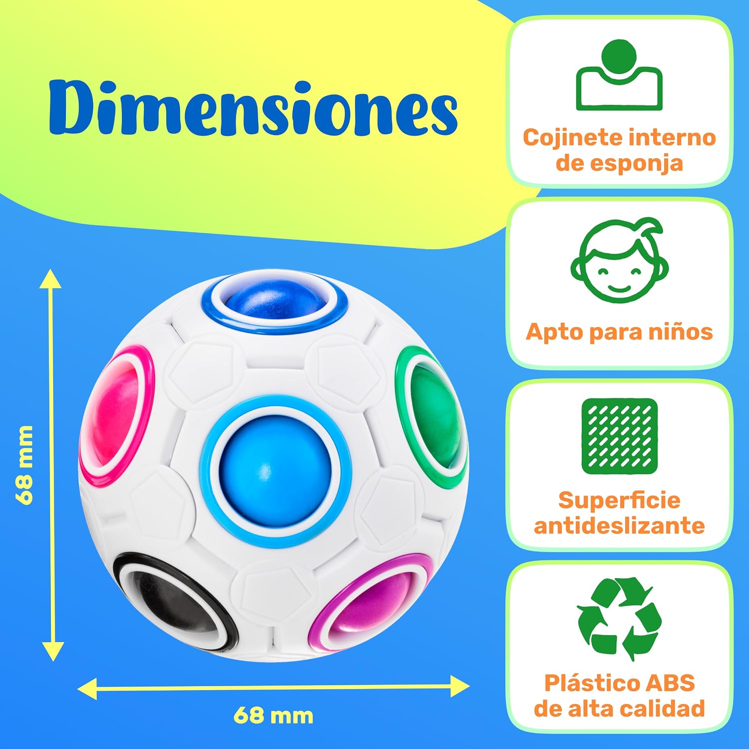 Detalle de CUBIDI Bola Mágica Arcoíris 7 cm