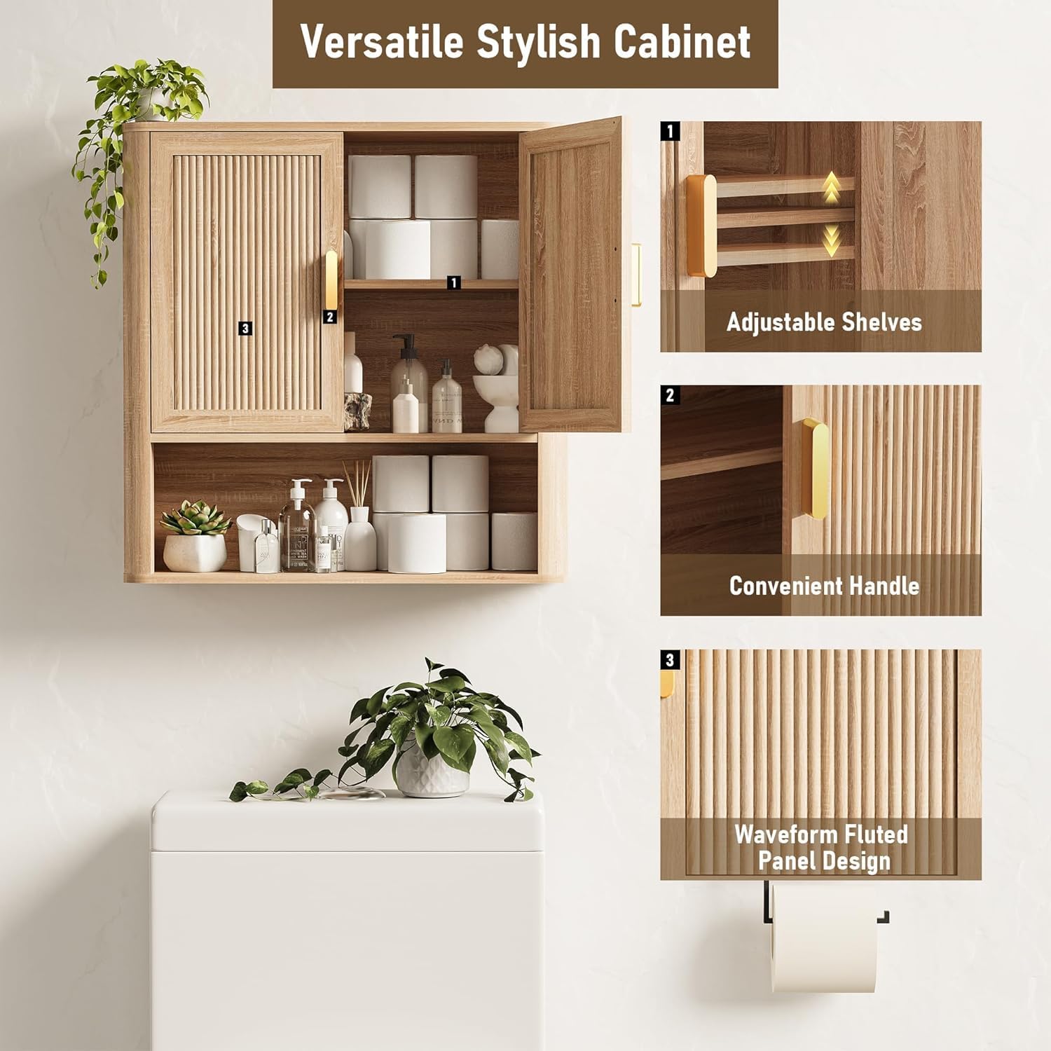 Detalle de INNOD Bathroom Wall Storage Cabinet 1-shelf
