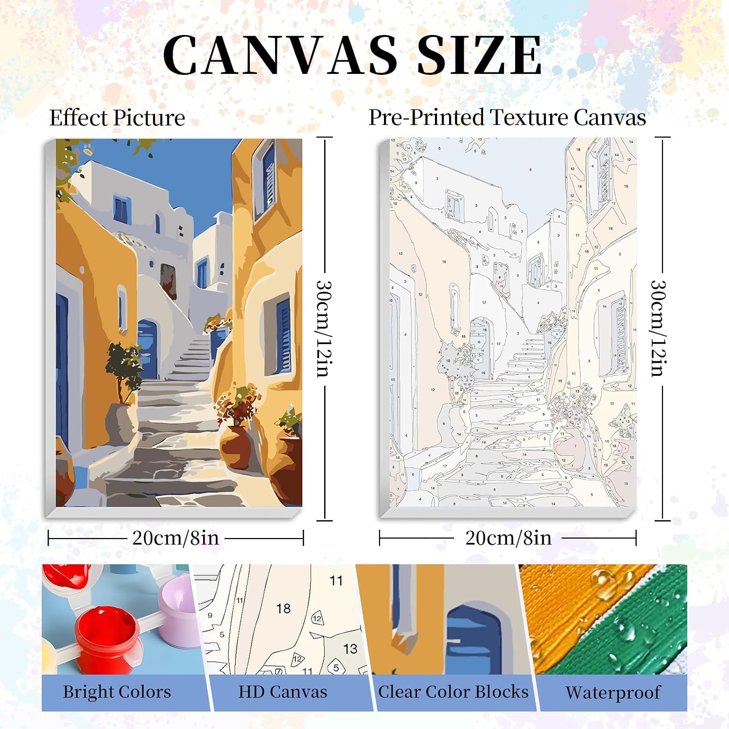 Thumbnail 2 de Paint by Numbers for Adults with Frame – Santorini Easy Framed Kit (8 x 12 Inch)