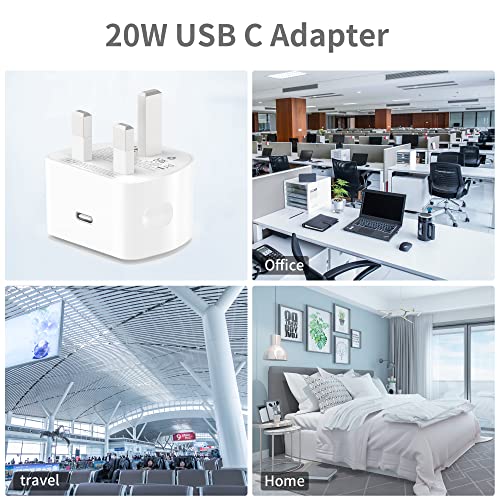 Detalle de AICCOLO 20W USB-C Fast Charger with 2m Cable for iPhone and More – UK Plug