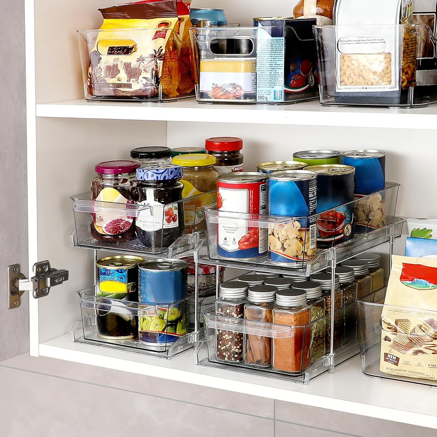 Thumbnail 4 de 2 Set 2-Tier Clear Organizer with Dividers for Cabinet