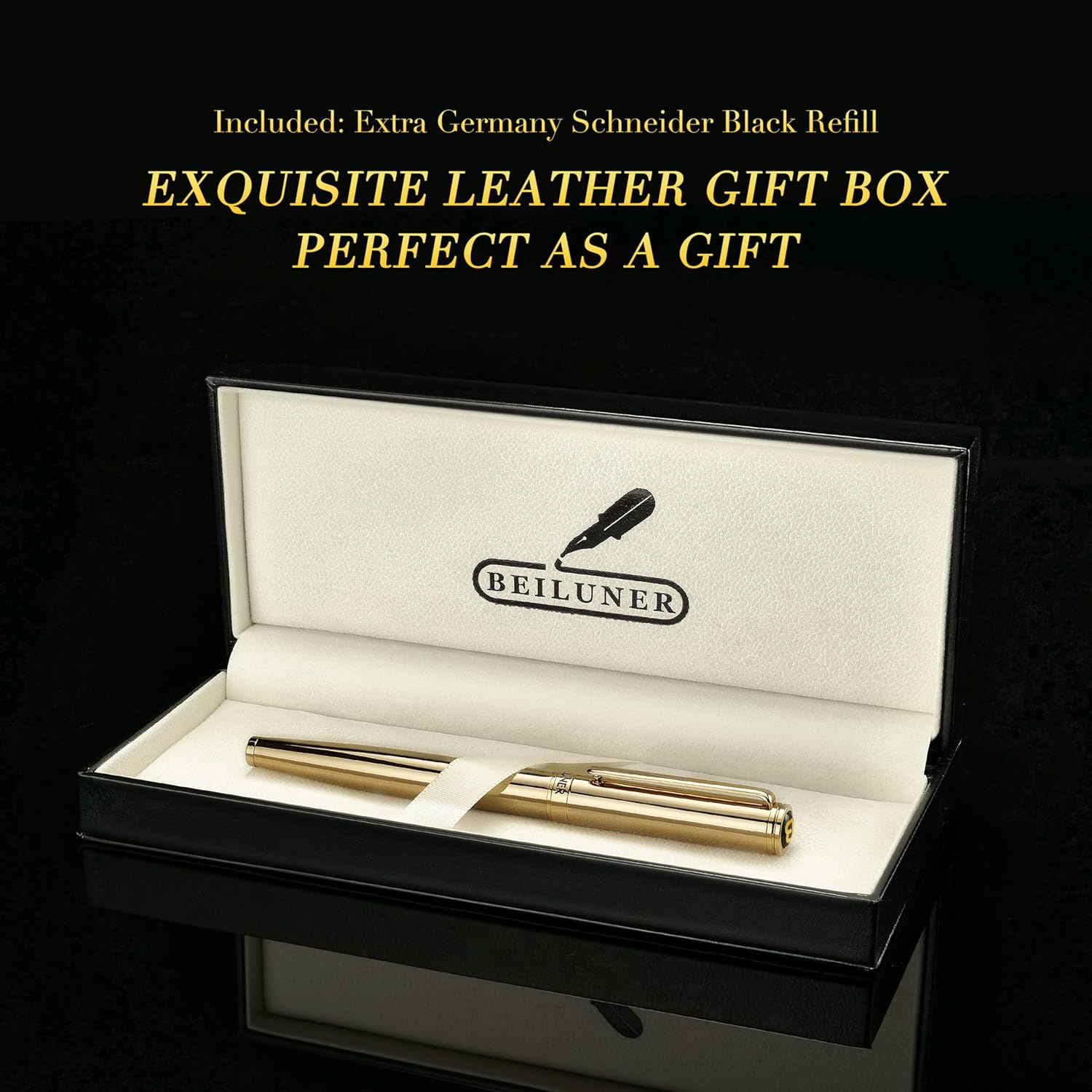 Thumbnail 5 de BEILUNER Penna Rollerball di Lusso Oro 24K – design Nobili ed Eleganti, Ricambio Schneider, Set Regalo per Uomo e Donna