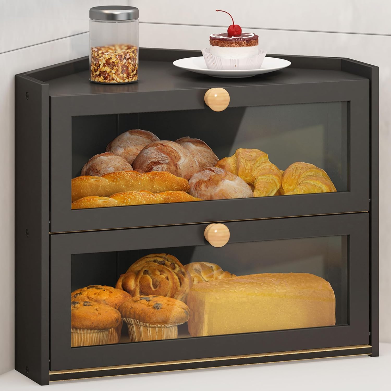 JANSNIMEN Black Corner Bread Box 🍞