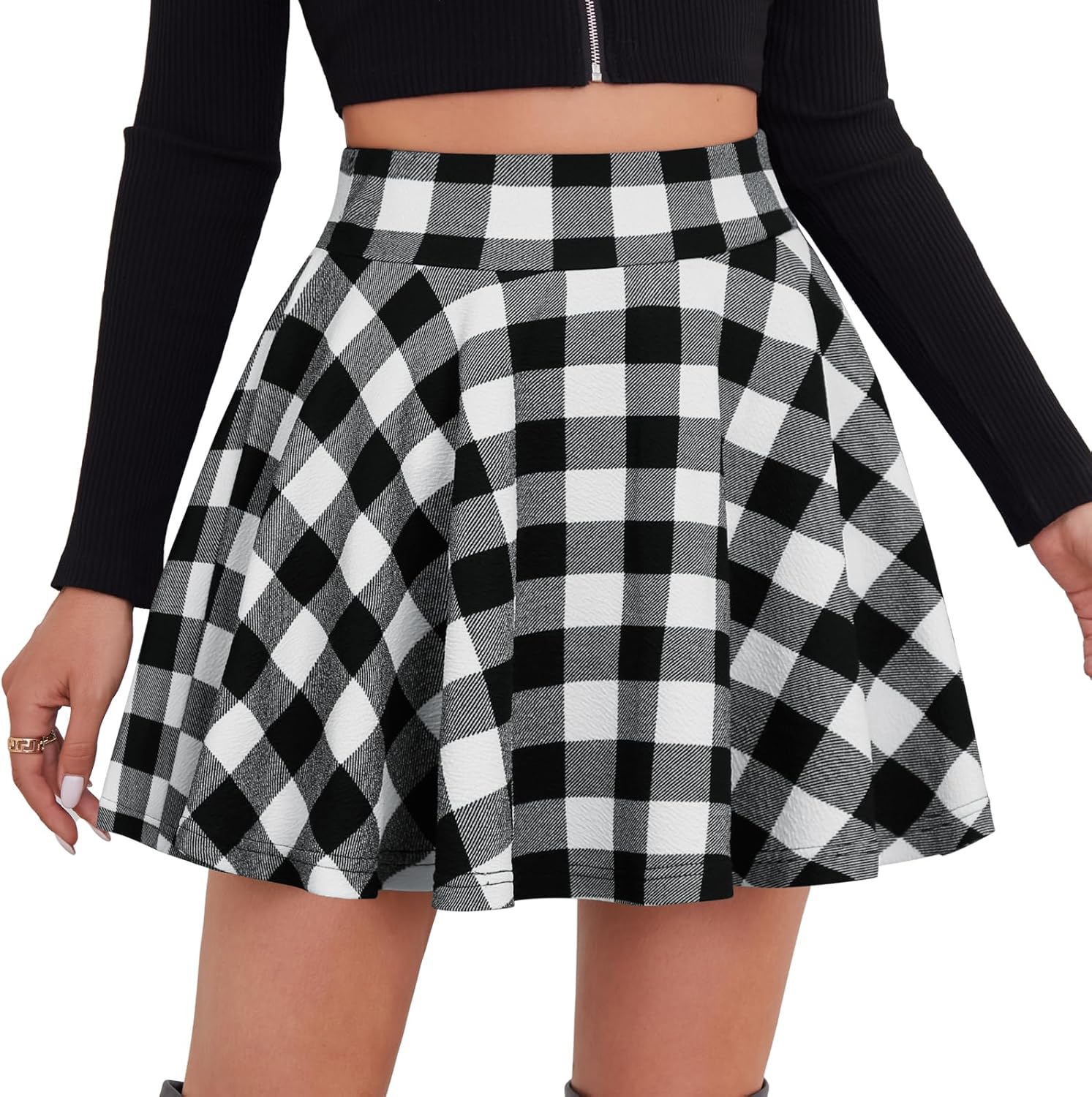 Thumbnail 6 de DJT Mädchen Mini-Skaterrock mit Shorts – Basic Solid, dehnbar, mit elastischem Bund