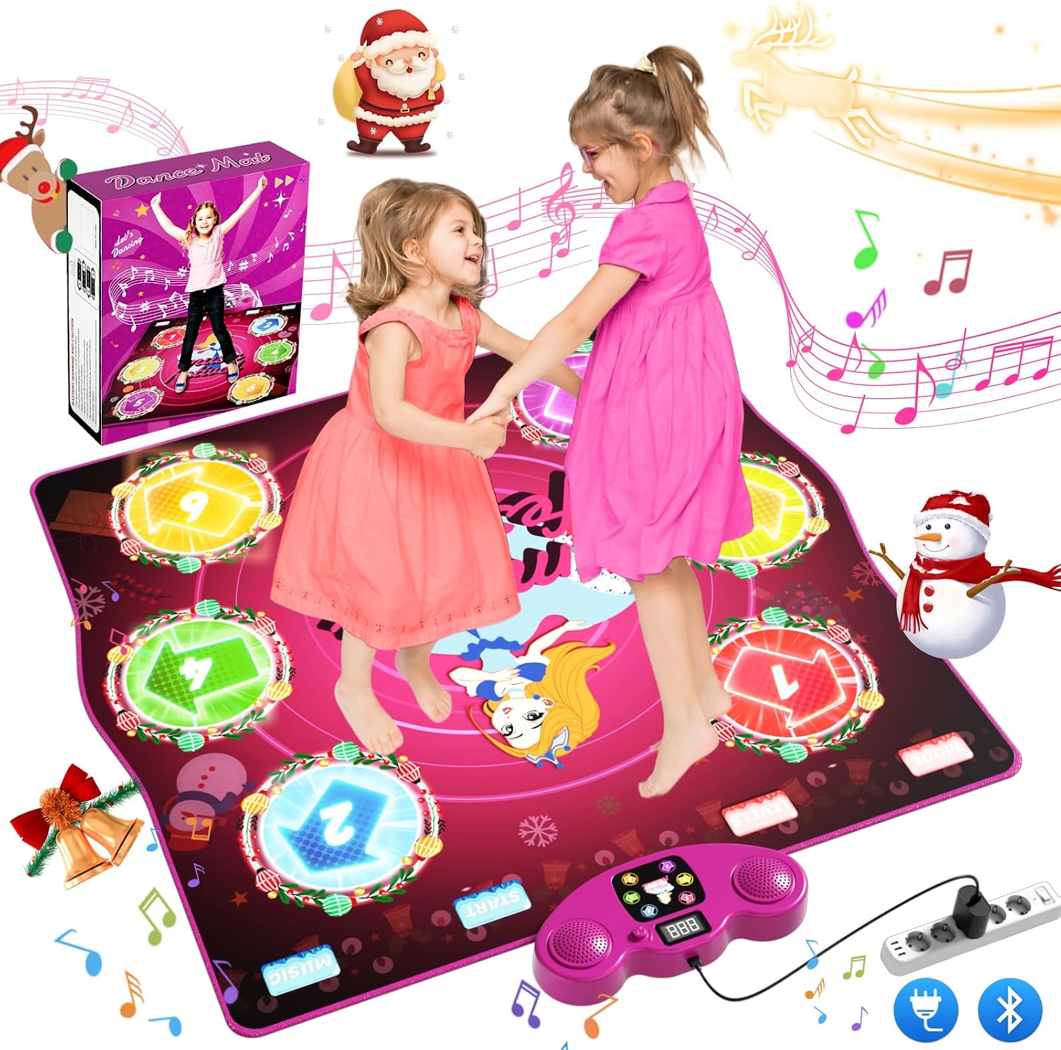 Detalle de PLEGBLE Tanzmatte für Kinder ab 3–12 Jahre mit Type-C Stromversorgung, Bluetooth-Musik und 6 Modi