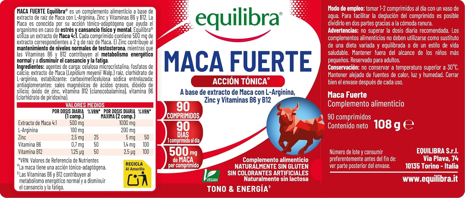 Detalle 2 de Equilibra Maca Forte 🍃 Suplemento con Maca, Zinc y Vitaminas