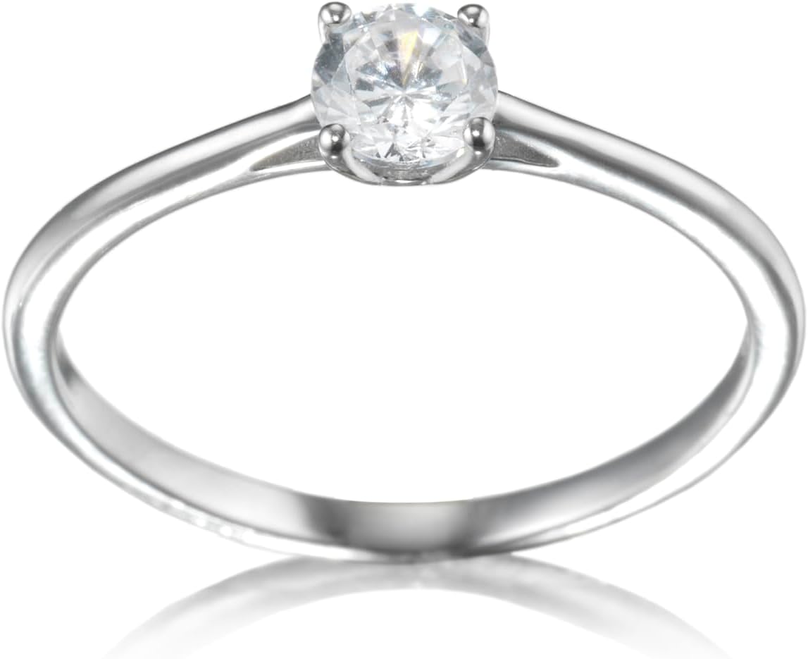 Detalle de Anello Solitario Donna in Argento 925 con Zirconia Cubica di inSCINTILLE – Confezione regalo inclusa