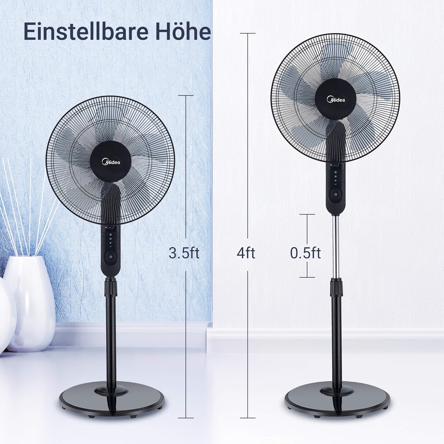 Thumbnail 5 de Midea FS40-15FR Standventilator mit Fernbedienung, 3 Geschwindigkeitsstufen & LED-Display