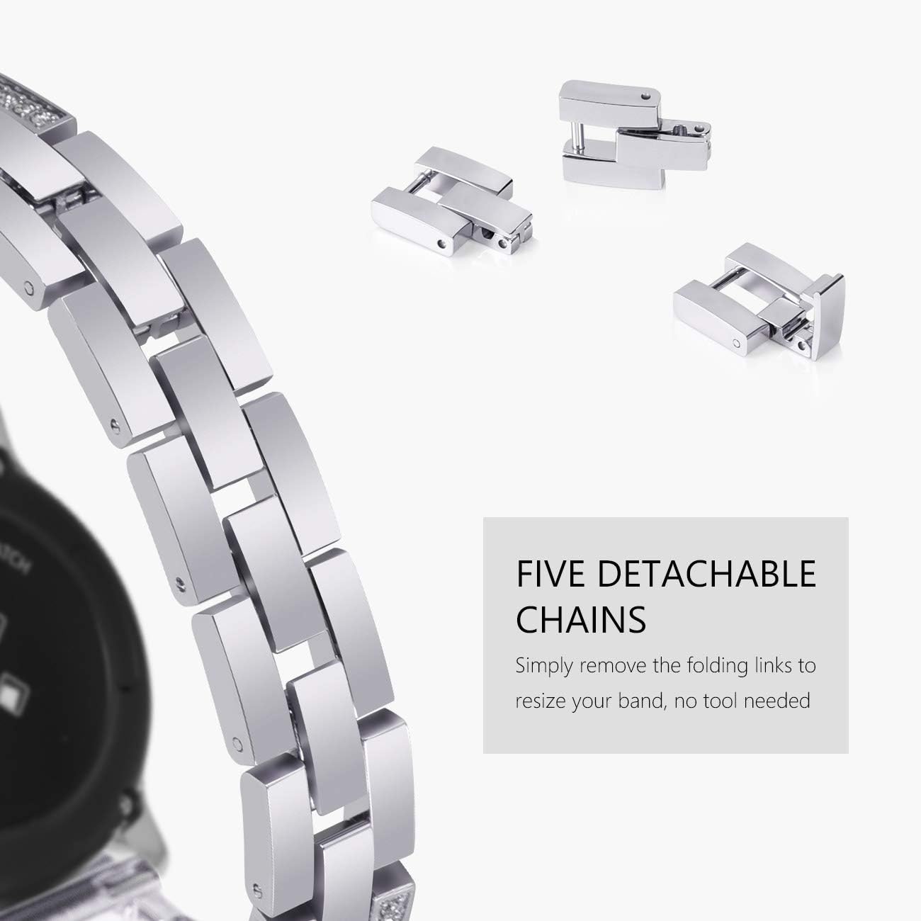 Thumbnail 4 de KADES 20mm bling metal replacement strap for Samsung Galaxy Watch (silver)