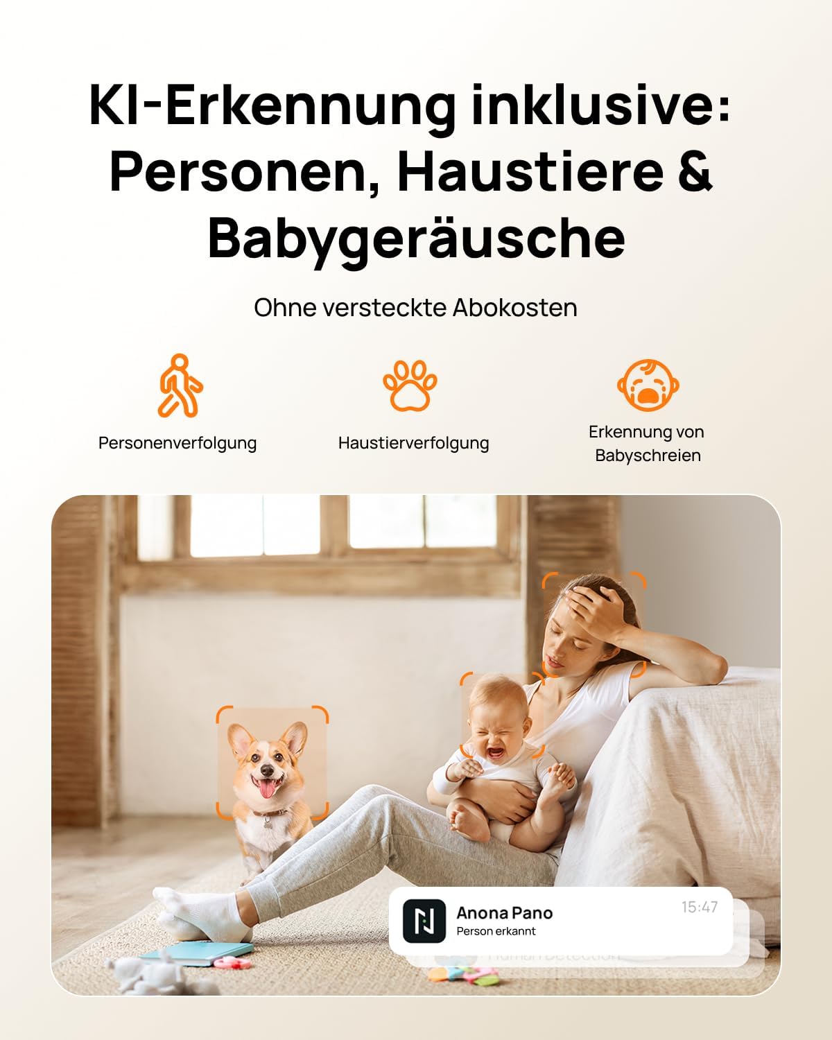 Thumbnail 2 de Anona Pano 4K UHD Indoor-Überwachungskamera (4er-Pack) – 360°-Schwenk- und Tracking-Dome-Kamera mit KI-Erkennung