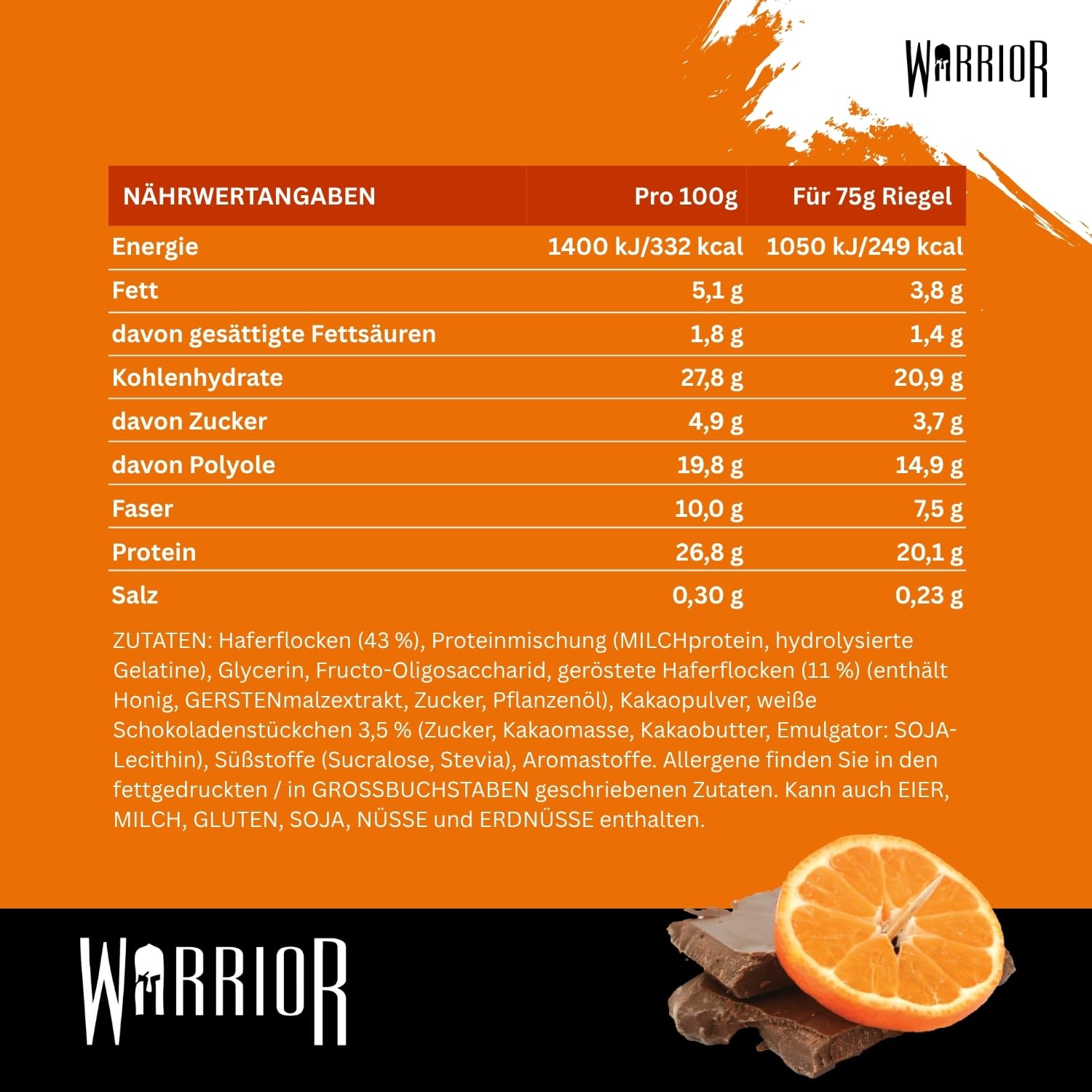 Thumbnail 1 de Warrior Raw Proteinriegel 12 x 75 g – ballaststoffreich & proteinbetont