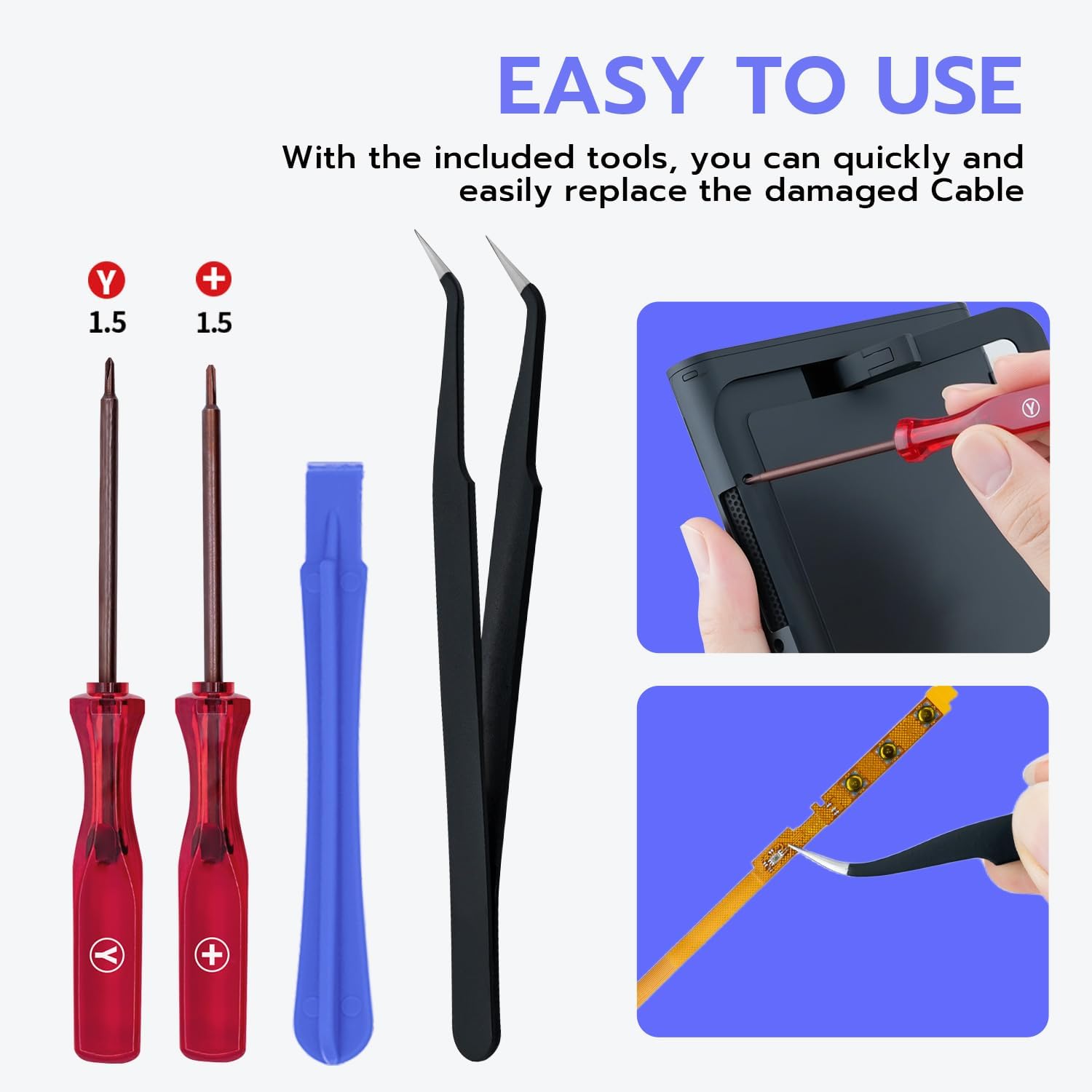 Detalle 2 de Tolesum Kit de réparation pour console NS Switch 2 : câble plat flexible + tournevis et outils