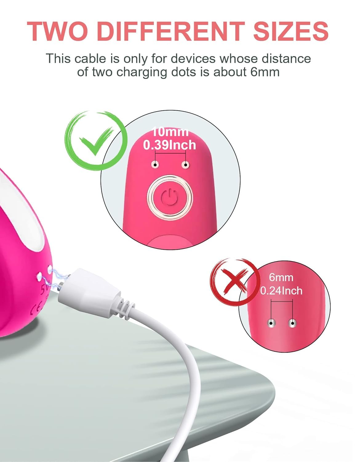 Detalle de Bicmice Magnetic USB DC Charger Cable Replacement (10mm magnet spacing)