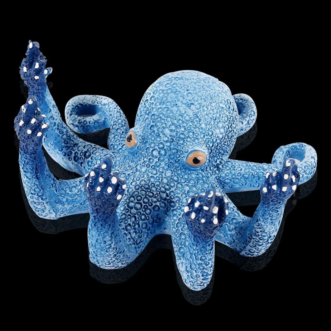 DIYBravo Blue Glowing Octopus Aquarium Ornament (2.5 × 5 × 5 in)