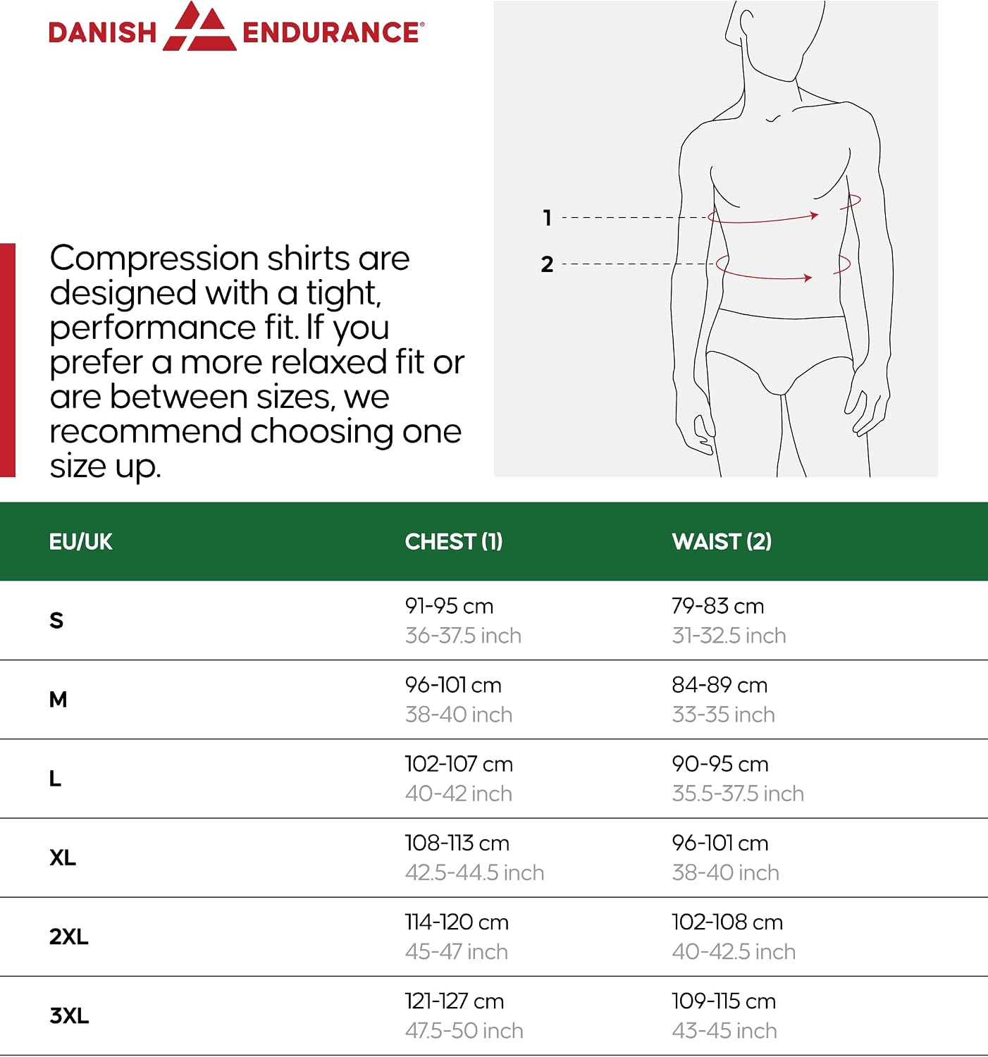 Detalle 2 de DANISH ENDURANCE EU-COMP-LS-shirt-MCBLKGRY-M-35573 Men's Long Sleeve Compression Shirts, 2 Pack