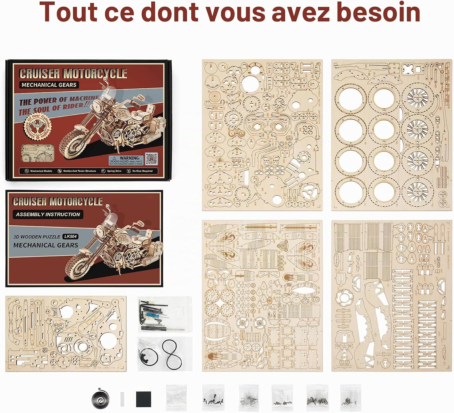 Detalle 2 de ROBOTIME 3D-houten motorpuzzel voor volwassenen, mechanisch model met 420 stukken