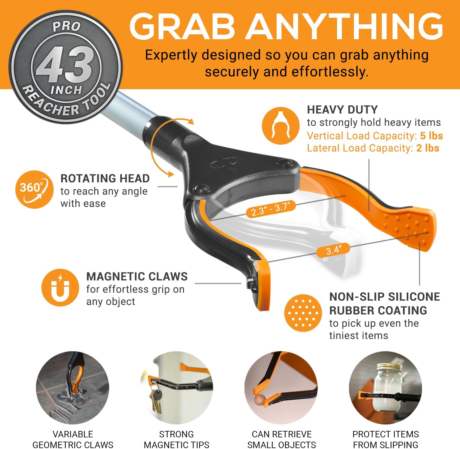 Detalle de EZPIK Pro 43" Foldable Grabber Reacher Tool (2-Pack) for Seniors