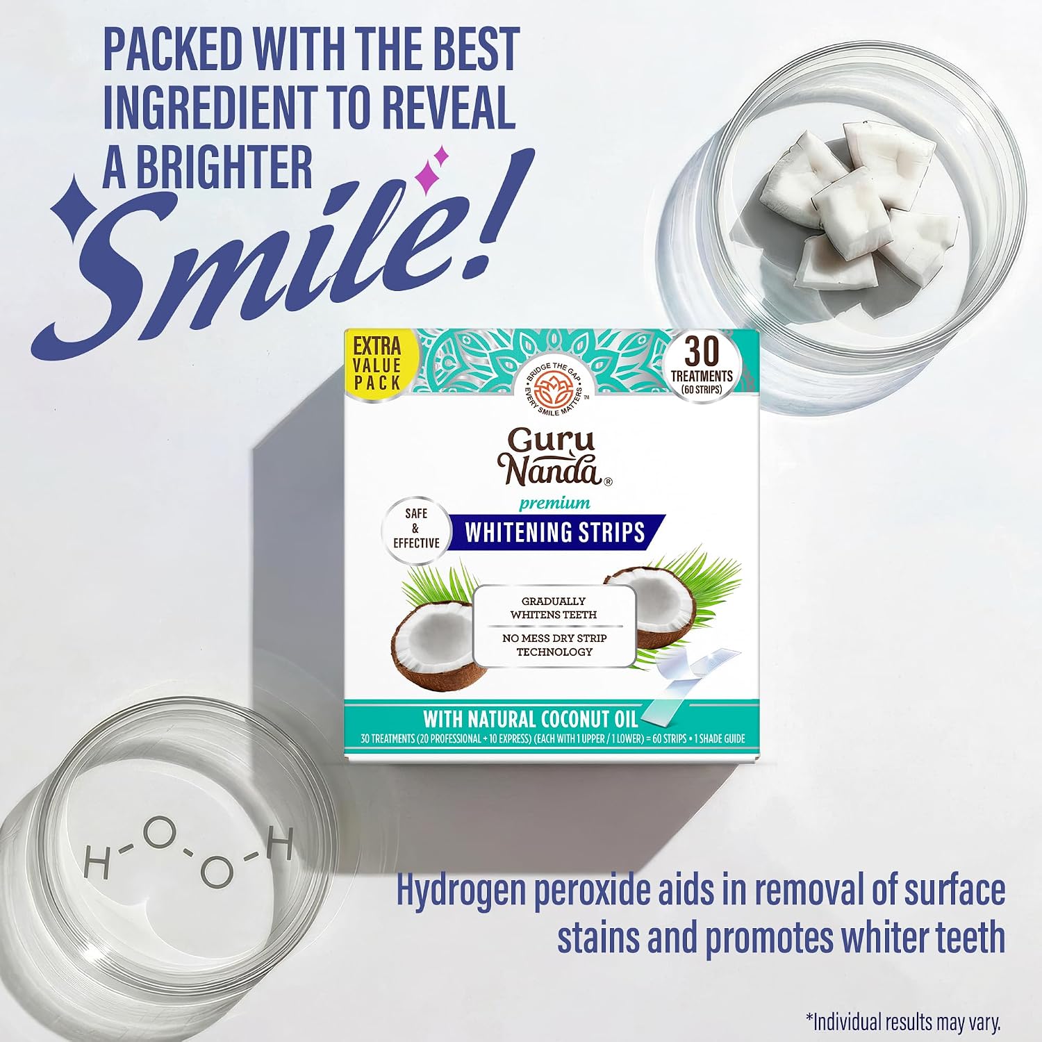 Detalle 2 de GuruNanda Teeth Whitening Strips Kit — 30-Day Treatment with Non-Slip Dry Strip Technology