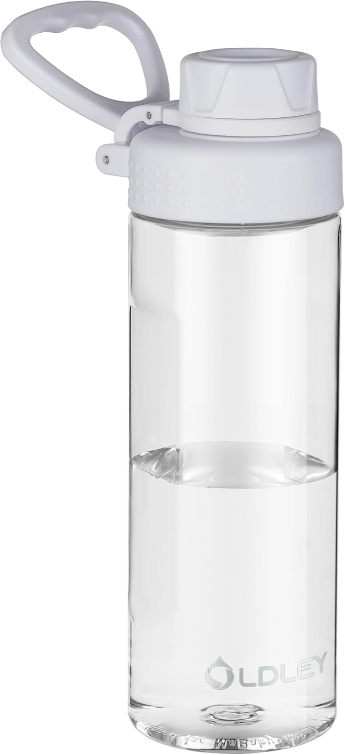 OLDLEY 600ml (20oz) BPA-free Tritan clear water bottle with screw lid and carry loop