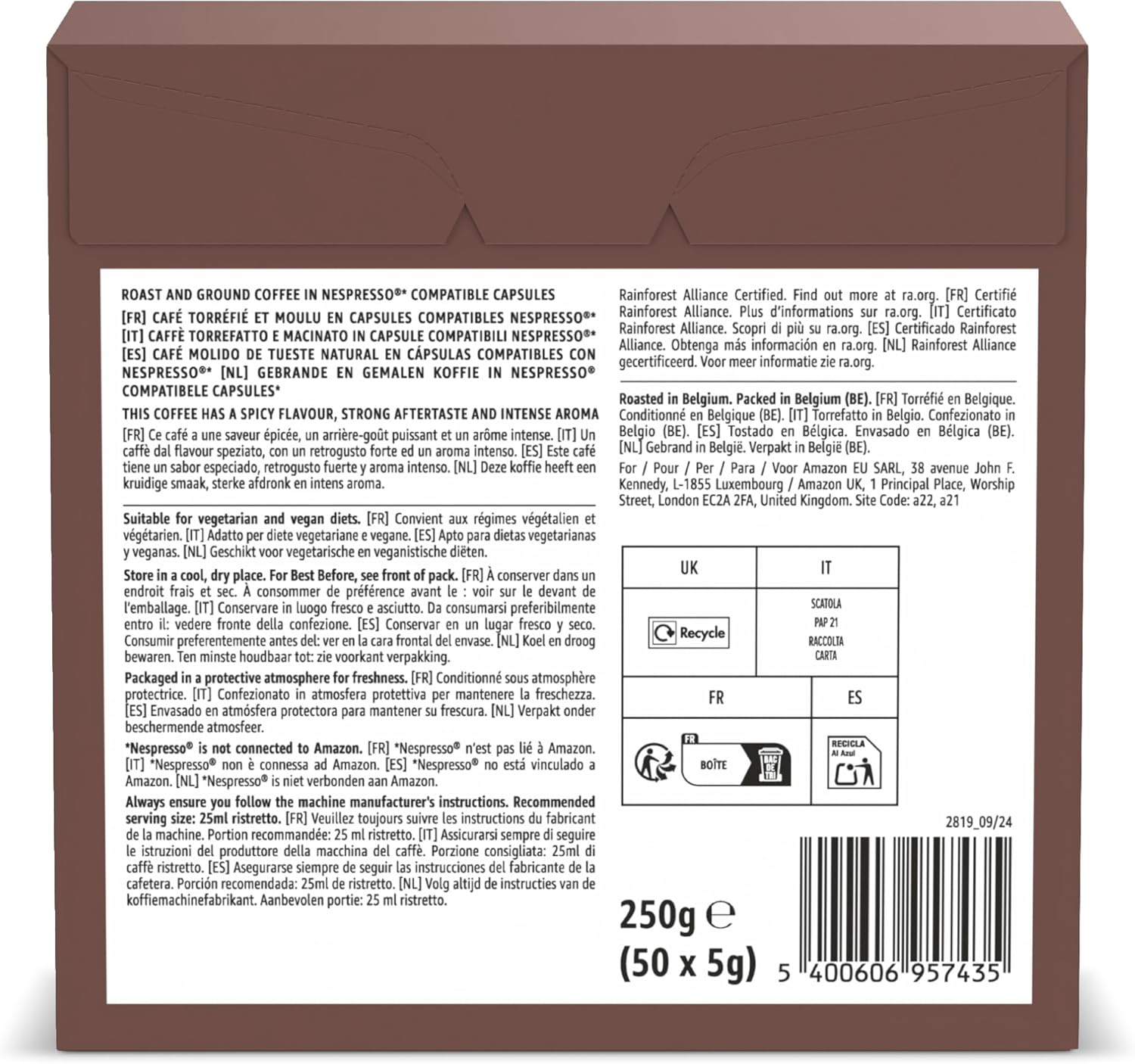 Thumbnail 2 de by Amazon Ristretto Cápsulas Nespresso Tueste Medio, 100 unidades ☕