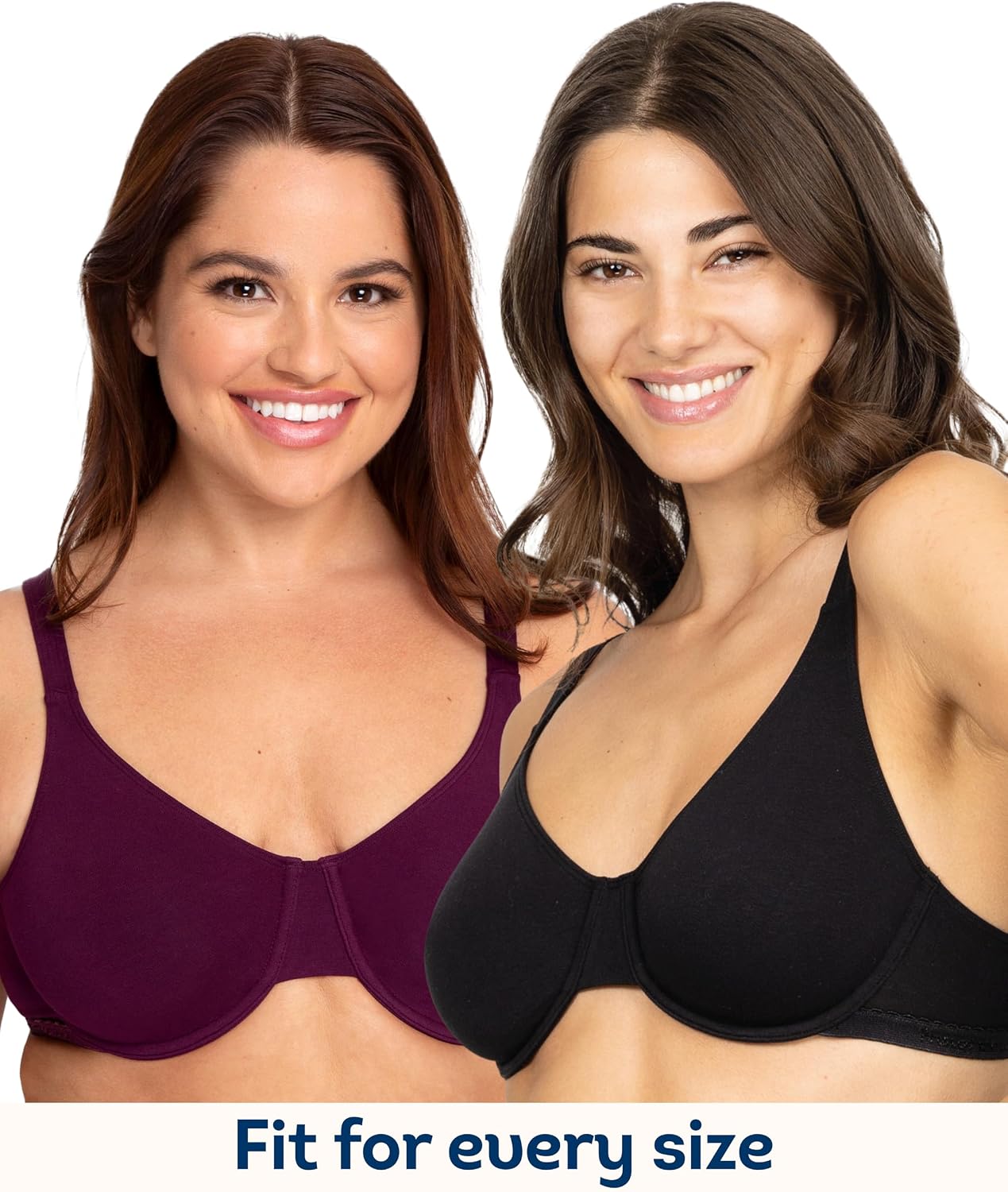 Detalle de Soutien-gorge coton stretch Extreme Comfort Femme — Fruit of the Loom, Purple Velvet/Blushing/Black