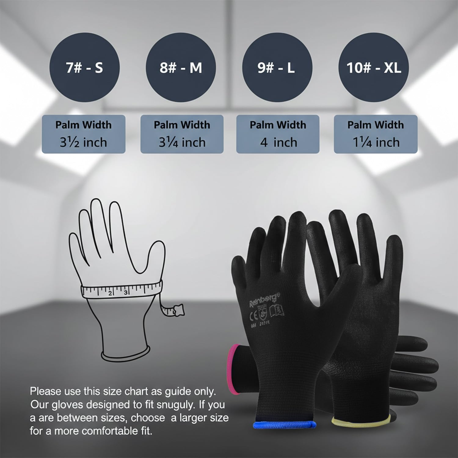 Thumbnail 4 de Rainberg Safety Gloves – Pack of 12 (Large) with Non-Slip PU Grip for General Duty Tasks